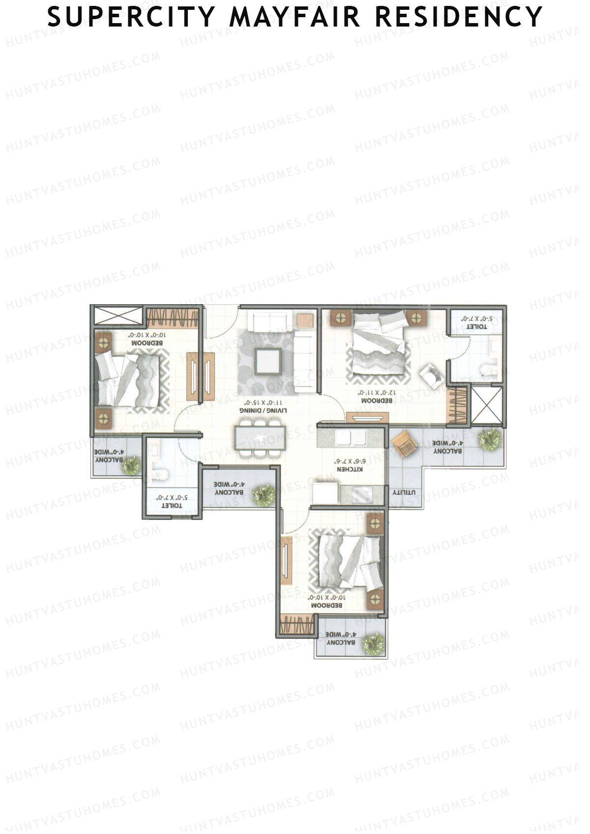 Supercity Mayfair Residency Tower J Unit 4 (Type 2) Floor Plan