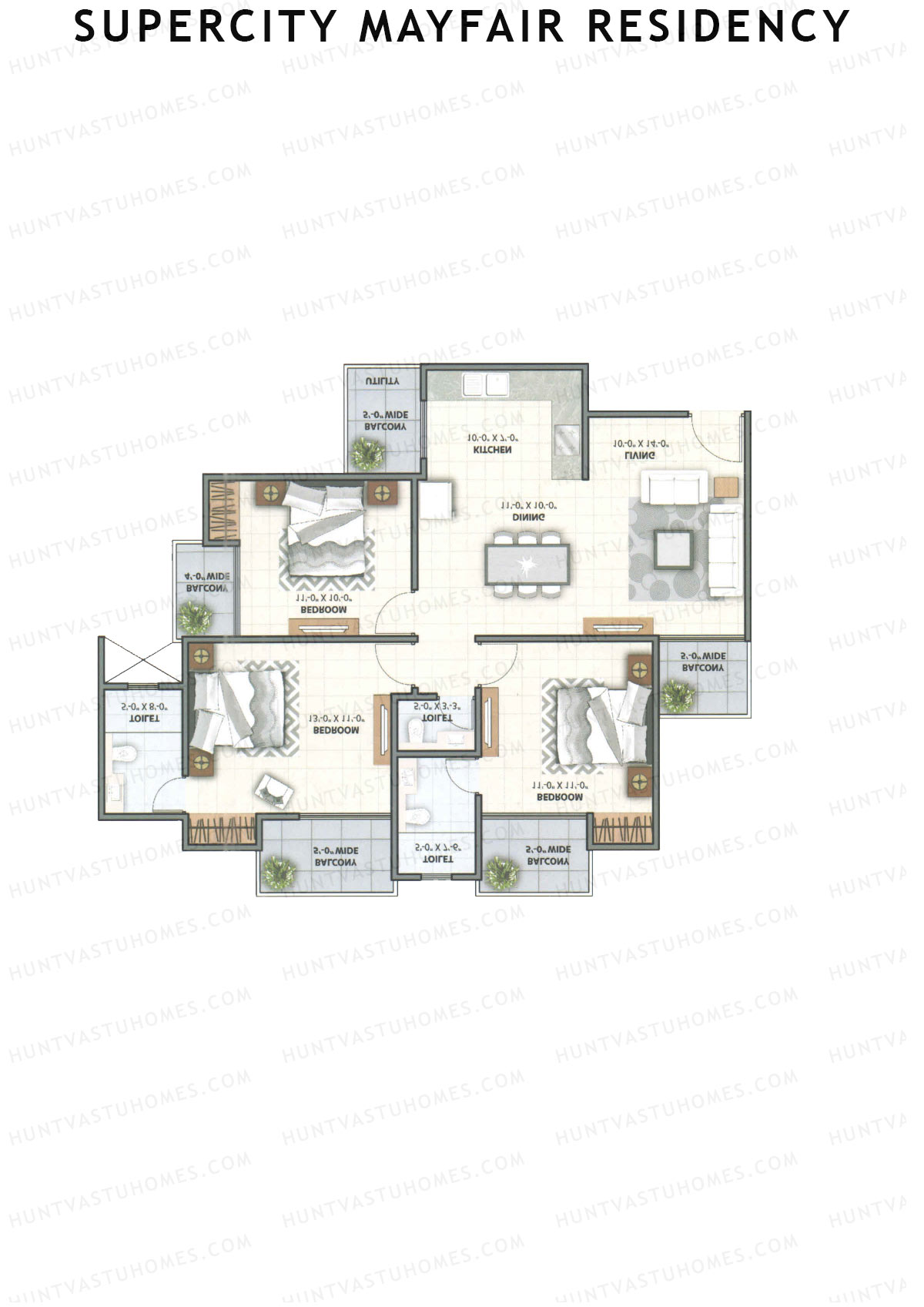 Supercity Mayfair Residency Tower K Unit 6 (Type 3) Floor Plan