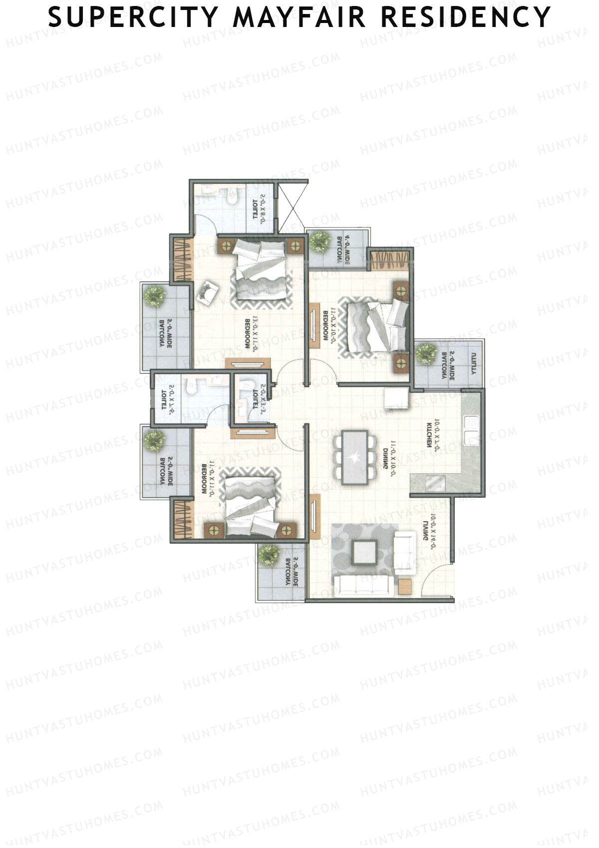 Supercity Mayfair Residency Tower L Unit 1 (Type 3) Floor Plan