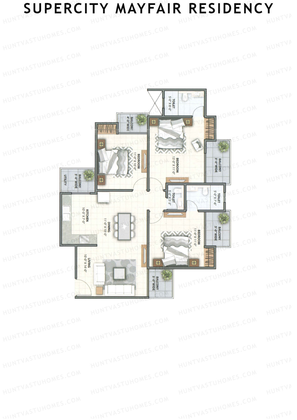 Supercity Mayfair Residency Tower L Unit 2 (Type 3) Floor Plan