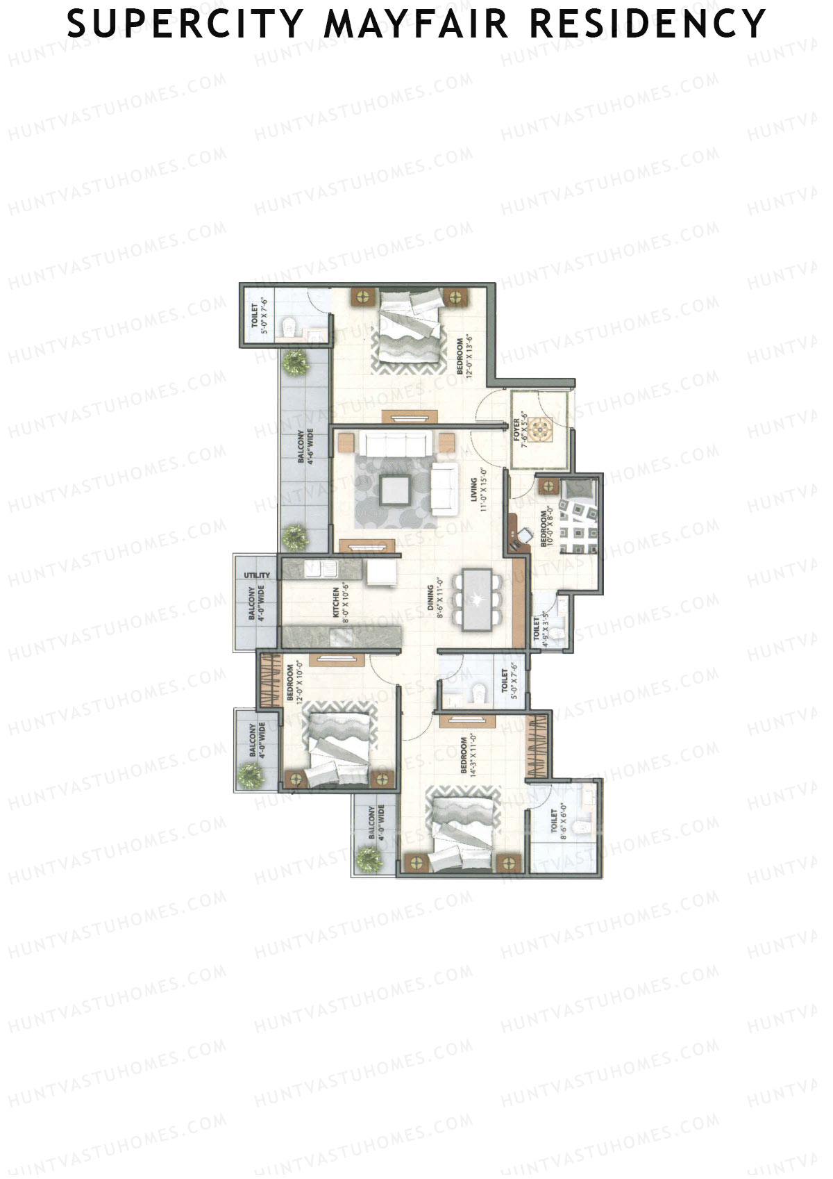 Supercity Mayfair Residency Tower L Unit 4 (Type 4) Floor Plan