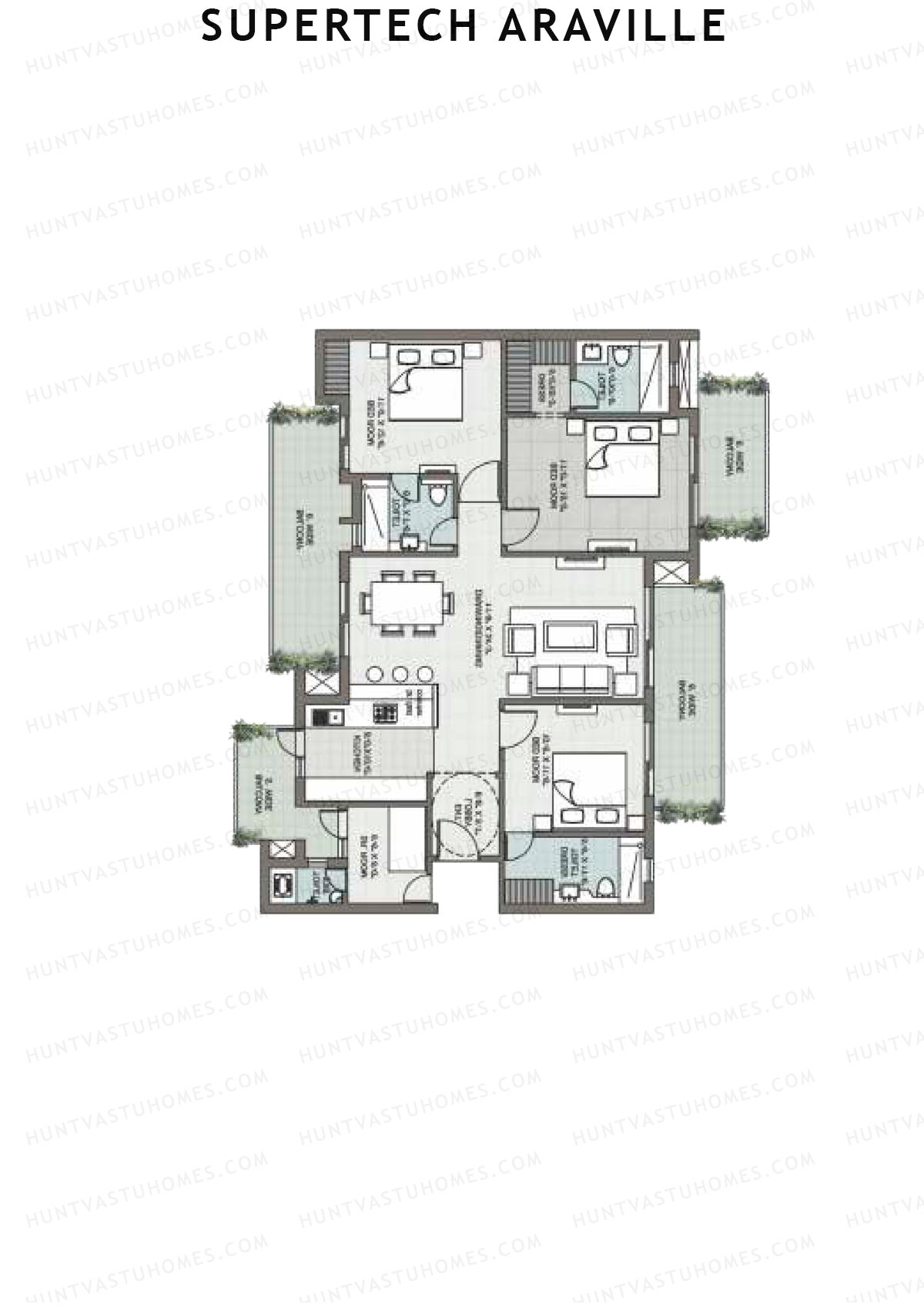 Supertech Araville, Tower A, Unit 1, 3BHK, Super Area 2215   sq ft 