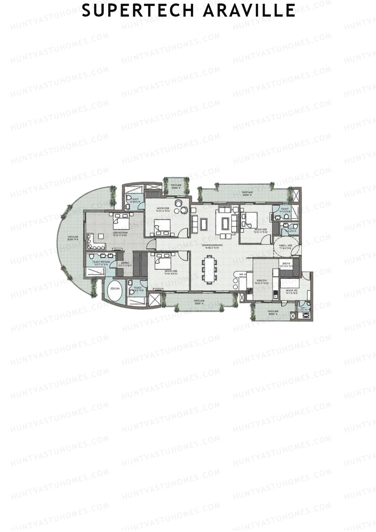 Supertech Araville, Tower F, Unit 1, 4BHK, Super Area 3620   sq ft 