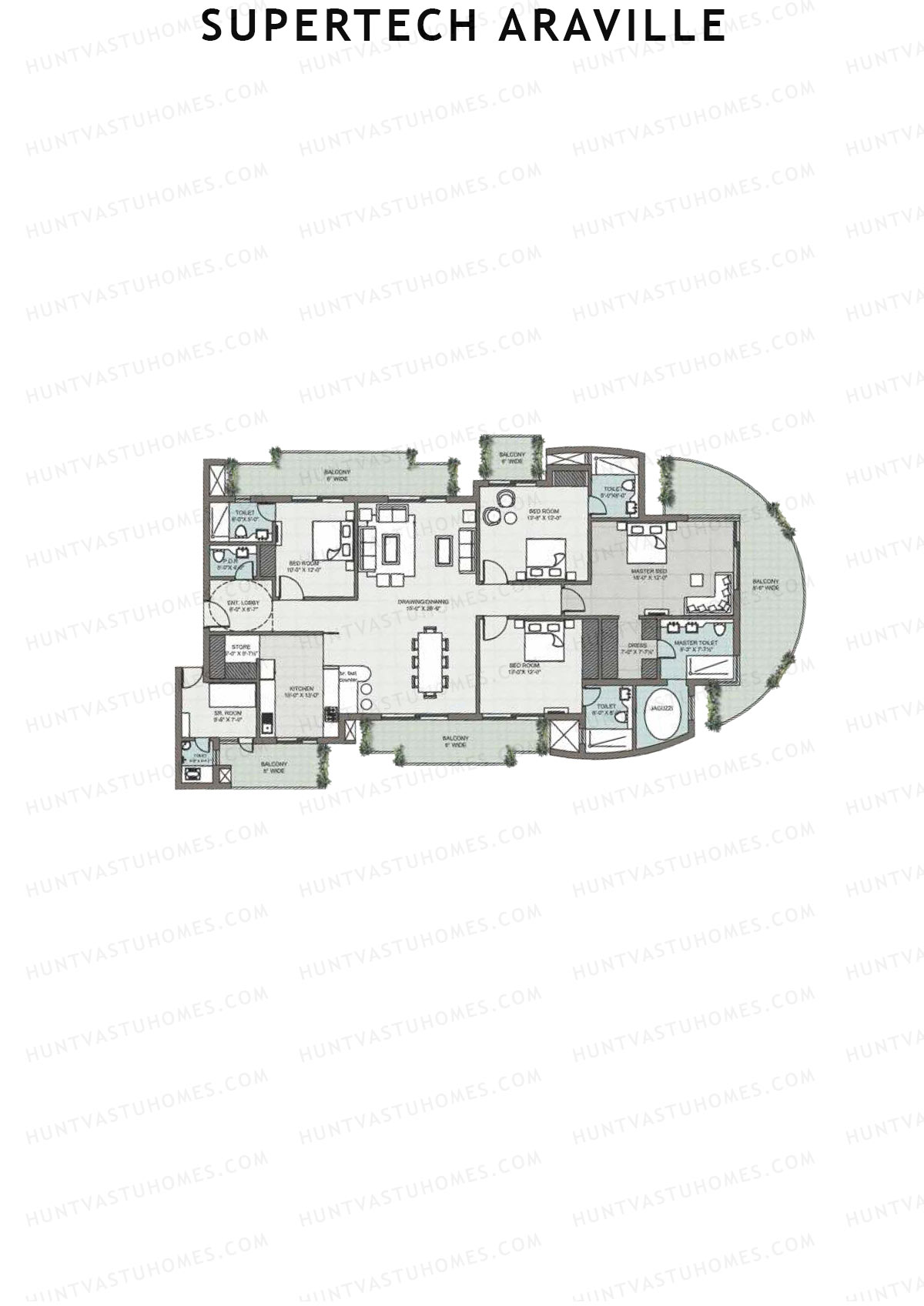 Supertech Araville, Tower F, Unit 2, 4BHK, Super Area 3620   sq ft 