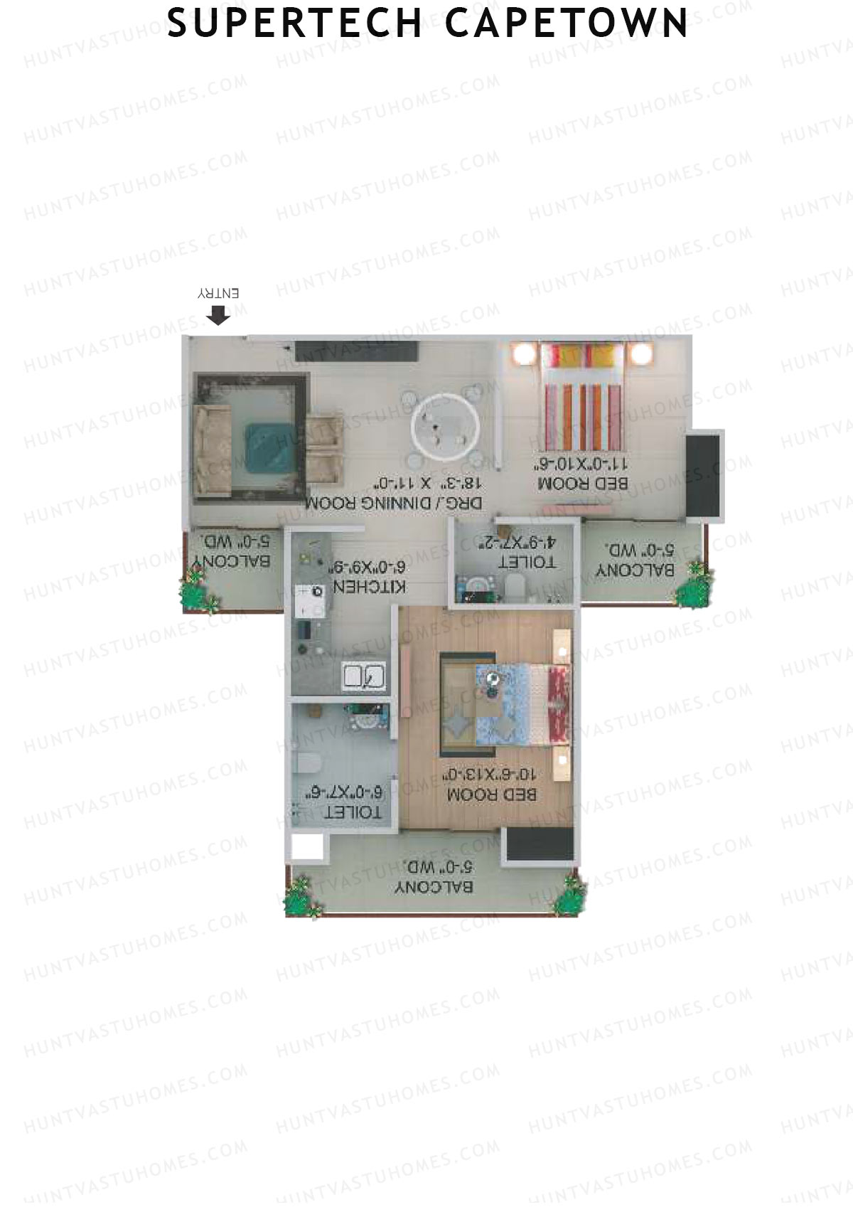 Supertech Capetown Tower CB 1 Unit 1 (Type B) Floor Plan