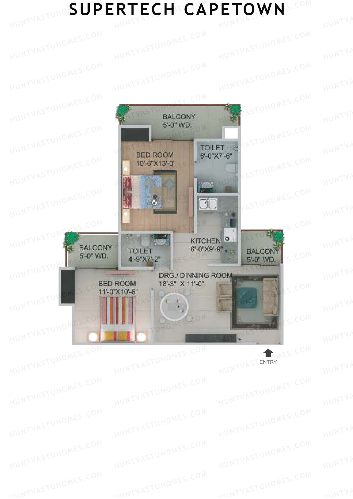 Supertech Capetown Tower CB 1 Unit 4 (Type B) Floor Plan