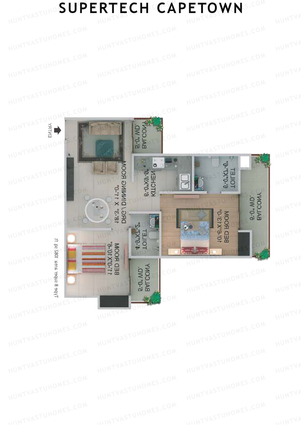 Supertech Capetown Tower CB 2 Unit 4 (Type B) Floor Plan