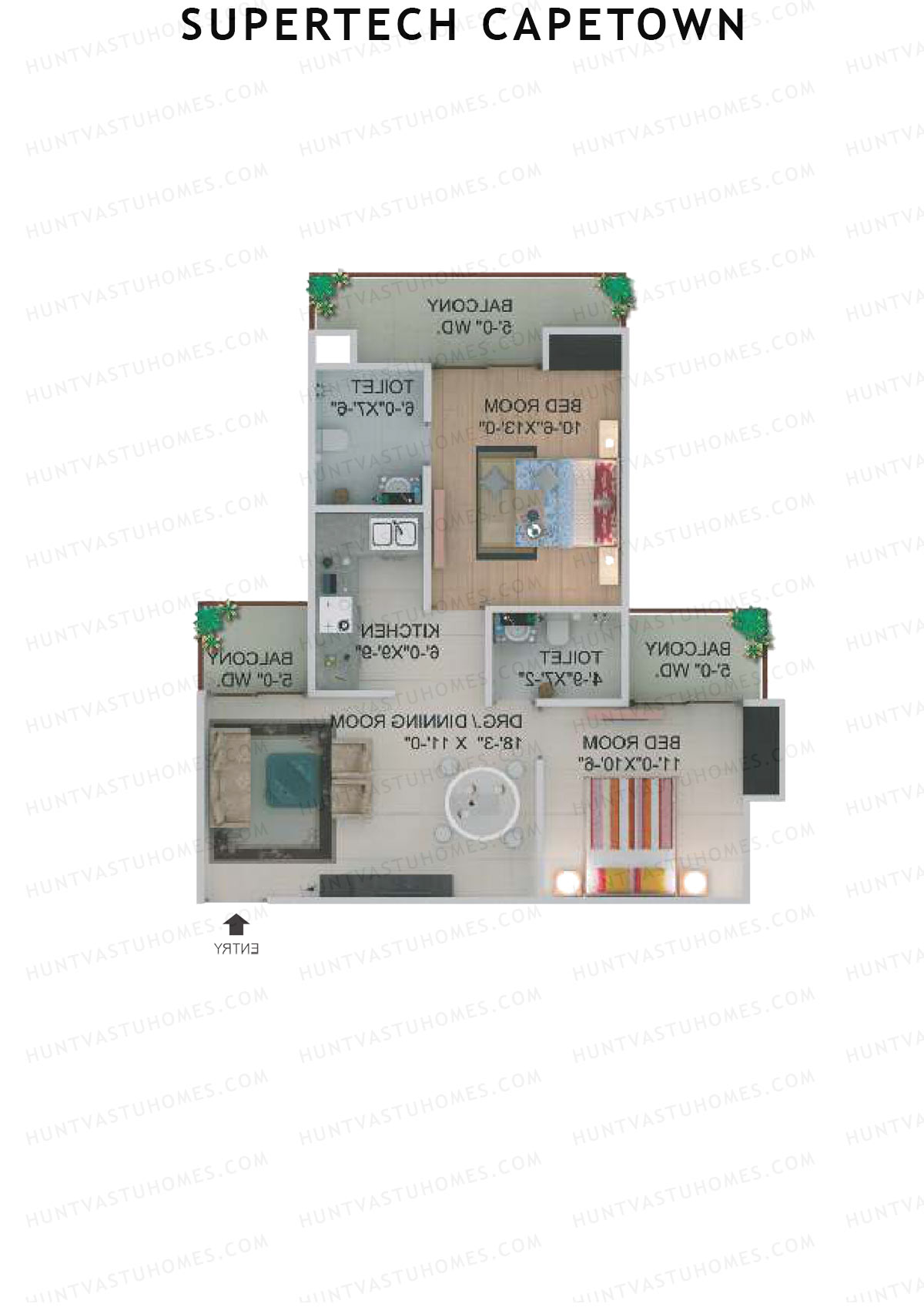 Supertech Capetown Tower CB 3 Unit 3 (Type B) Floor Plan