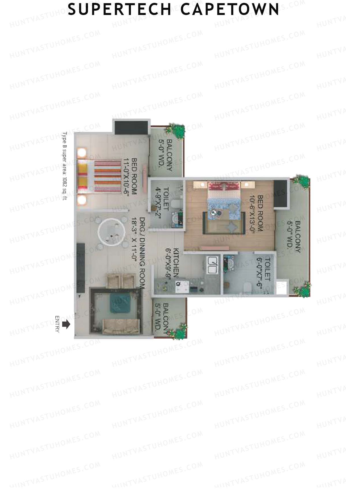 Supertech Capetown Tower CB 4 Unit 5 (Type B) Floor Plan