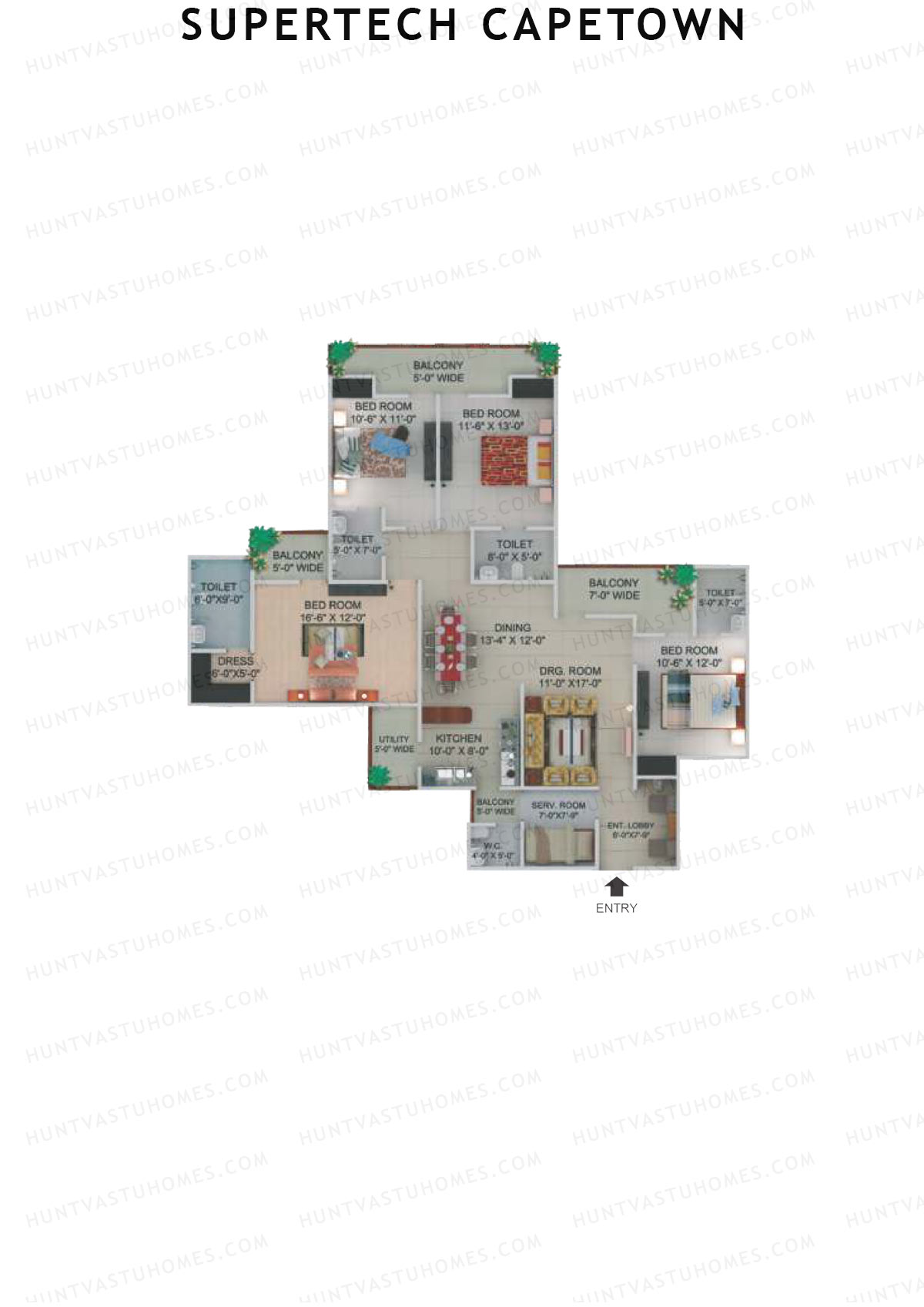 Supertech Capetown Tower CC 2 Unit 1 Floor Plan