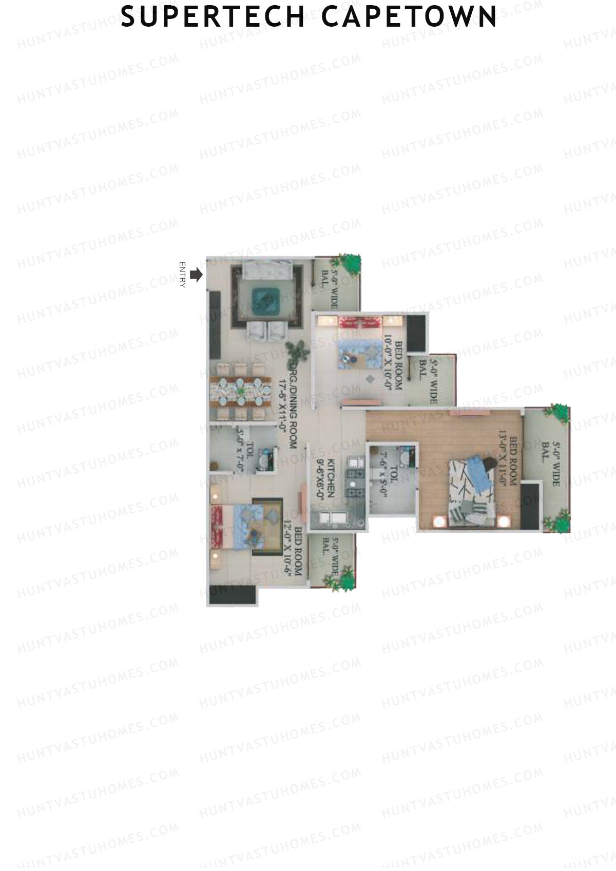 Supertech Capetown Tower CG 5 Unit 3 (Type A) Floor Plan
