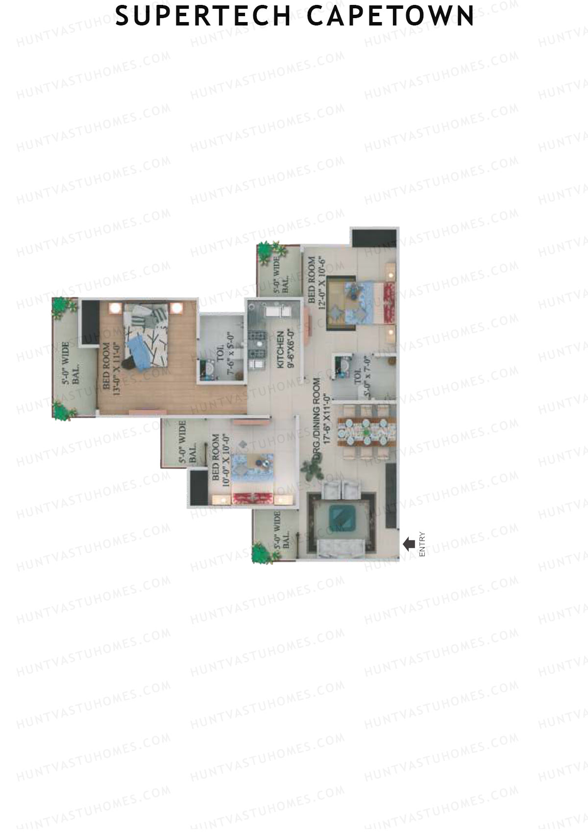 Supertech Capetown Tower CG 5 Unit 6 (Type A) Floor Plan