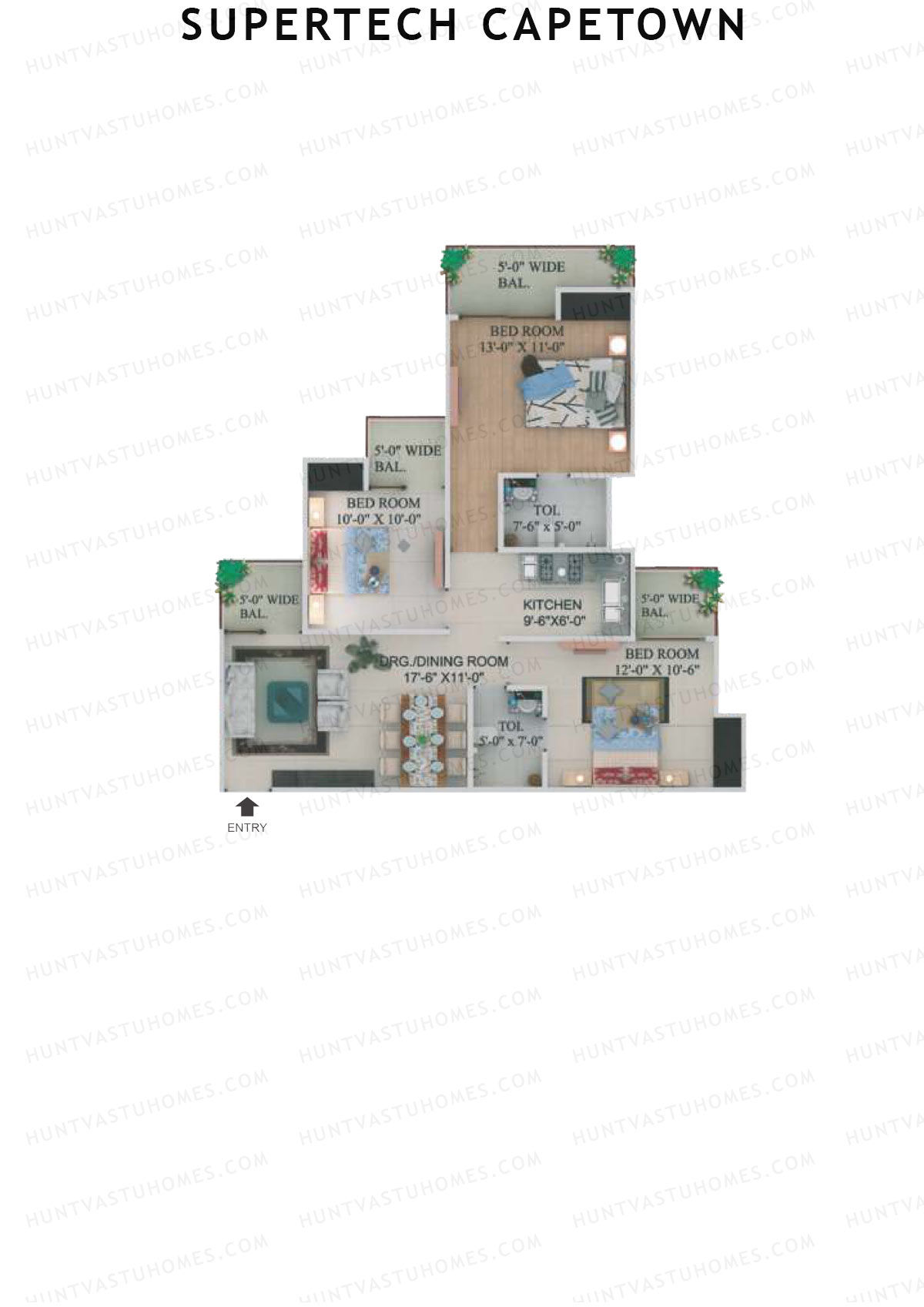 Supertech Capetown Tower CG 6 Unit 1 (Type A) Floor Plan