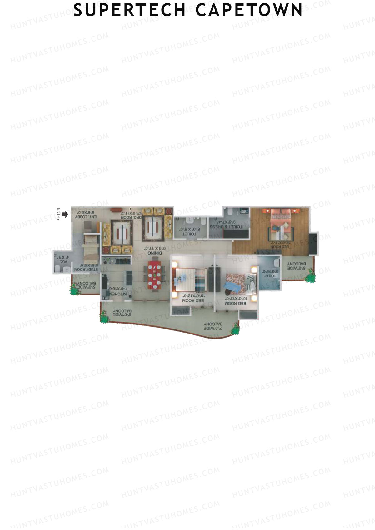 Supertech Capetown Tower CM 1 Unit 3 Floor Plan