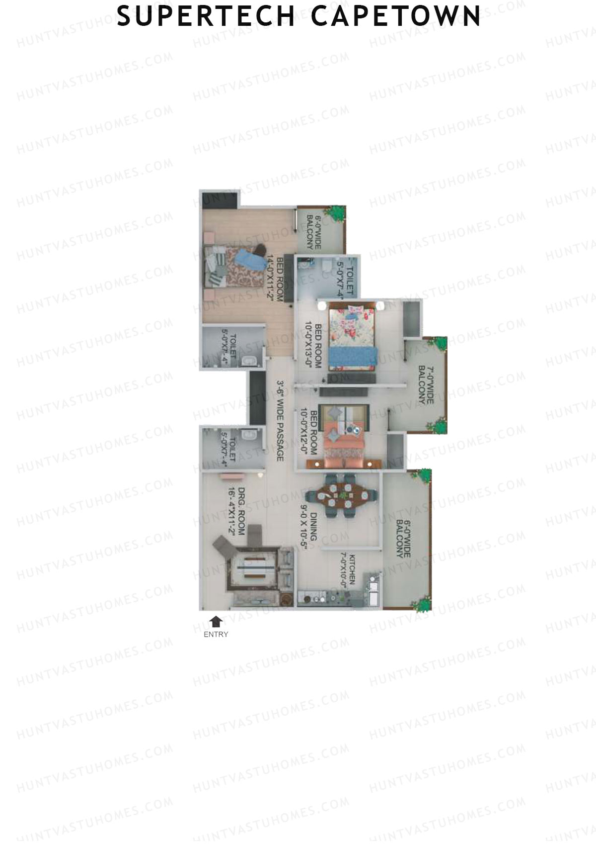 Supertech Capetown Tower CM 2 Unit 4 (Type C) Floor Plan