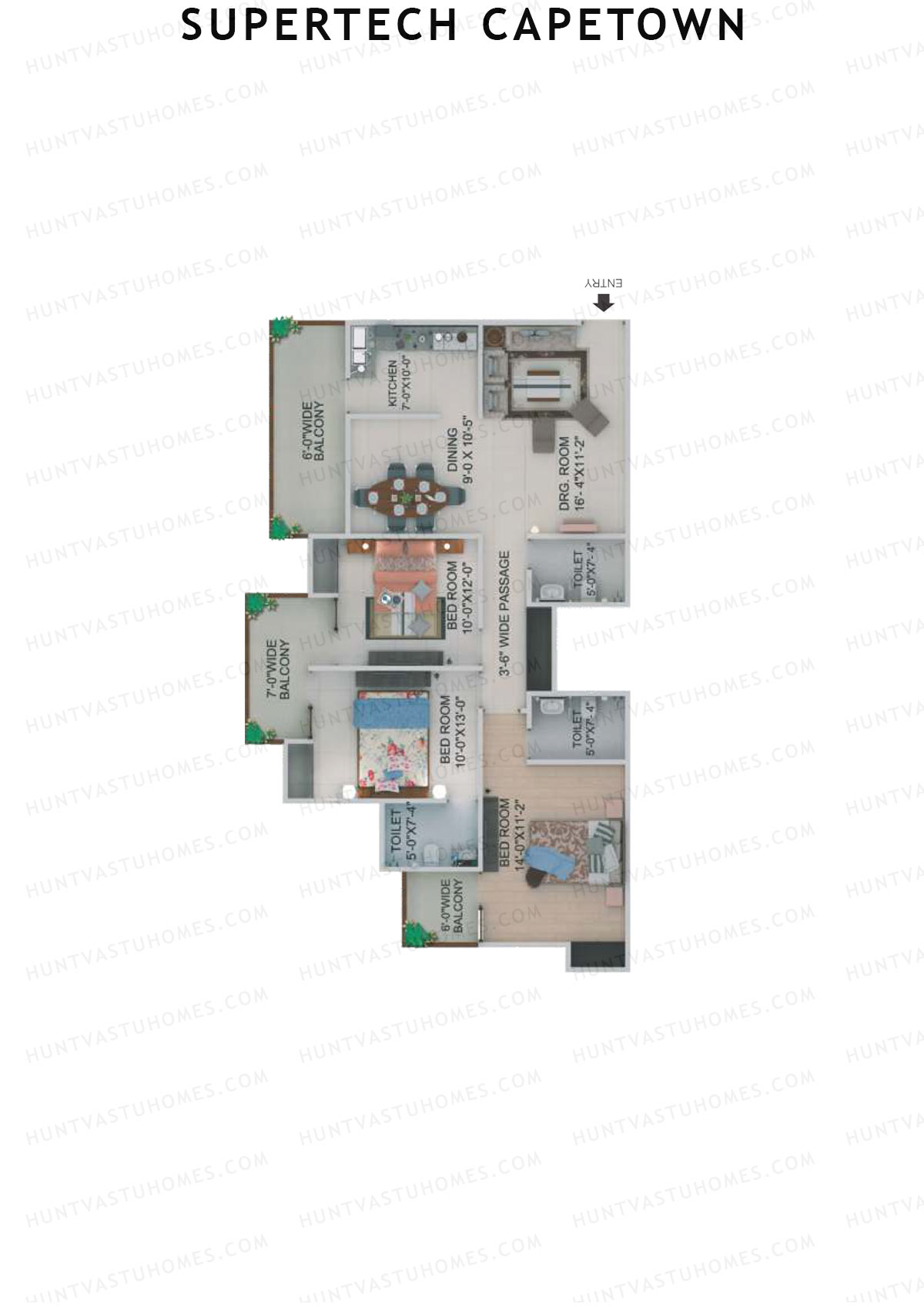 Supertech Capetown Tower CM 3 Unit 3 (Type C) Floor Plan