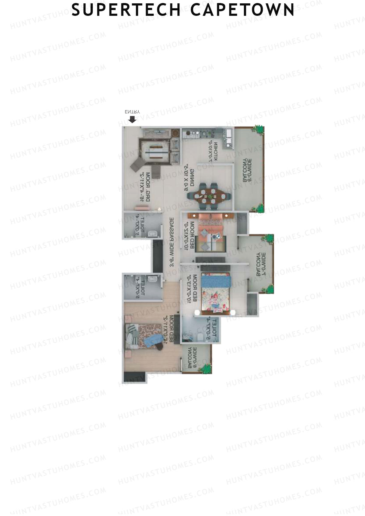Supertech Capetown Tower CM 3 Unit 4 (Type C) Floor Plan