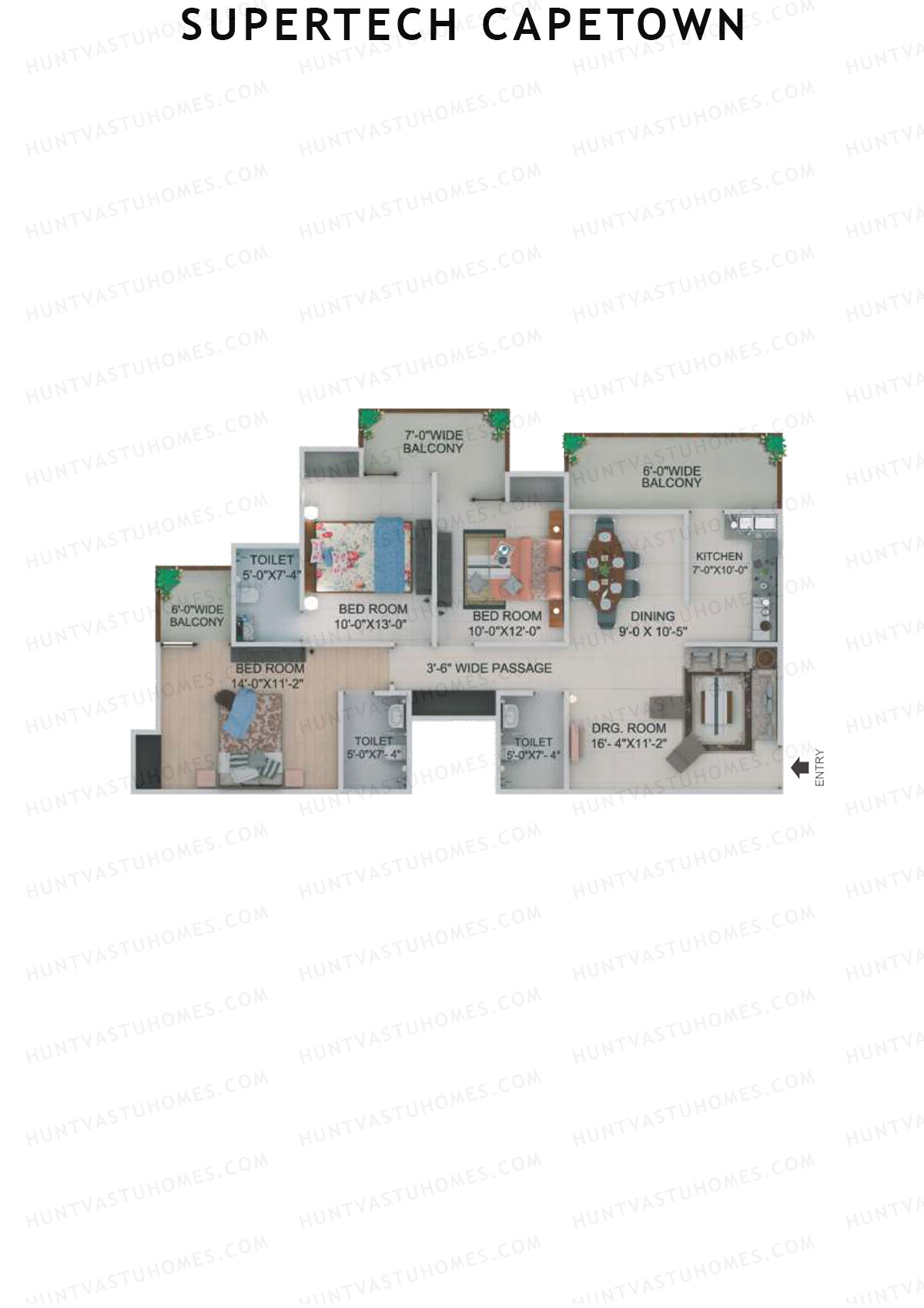 Supertech Capetown Tower CM 4 Unit 5 (Type C) Floor Plan