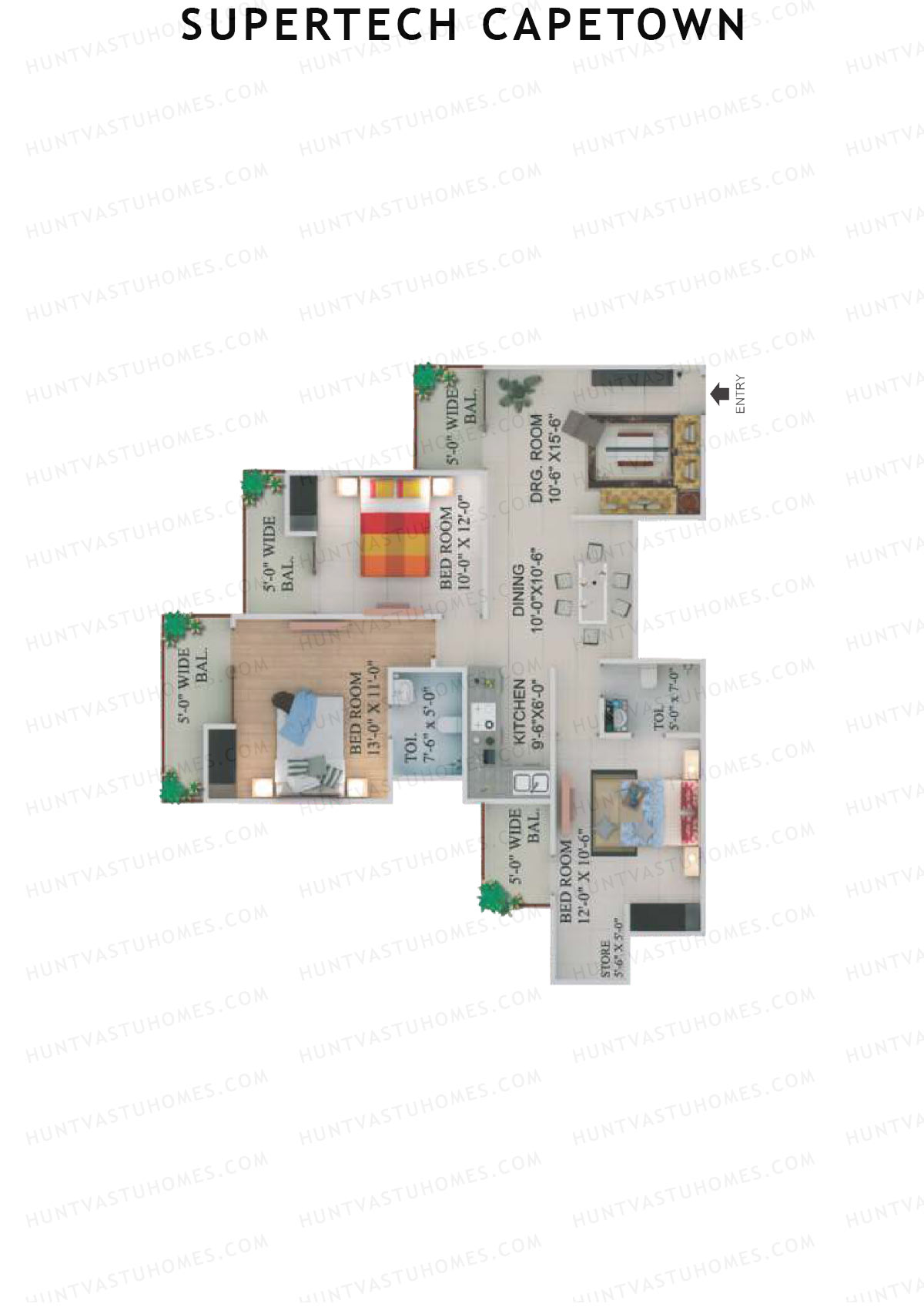 Supertech Capetown Tower CMC 2 Unit 1 (Type B) Floor Plan