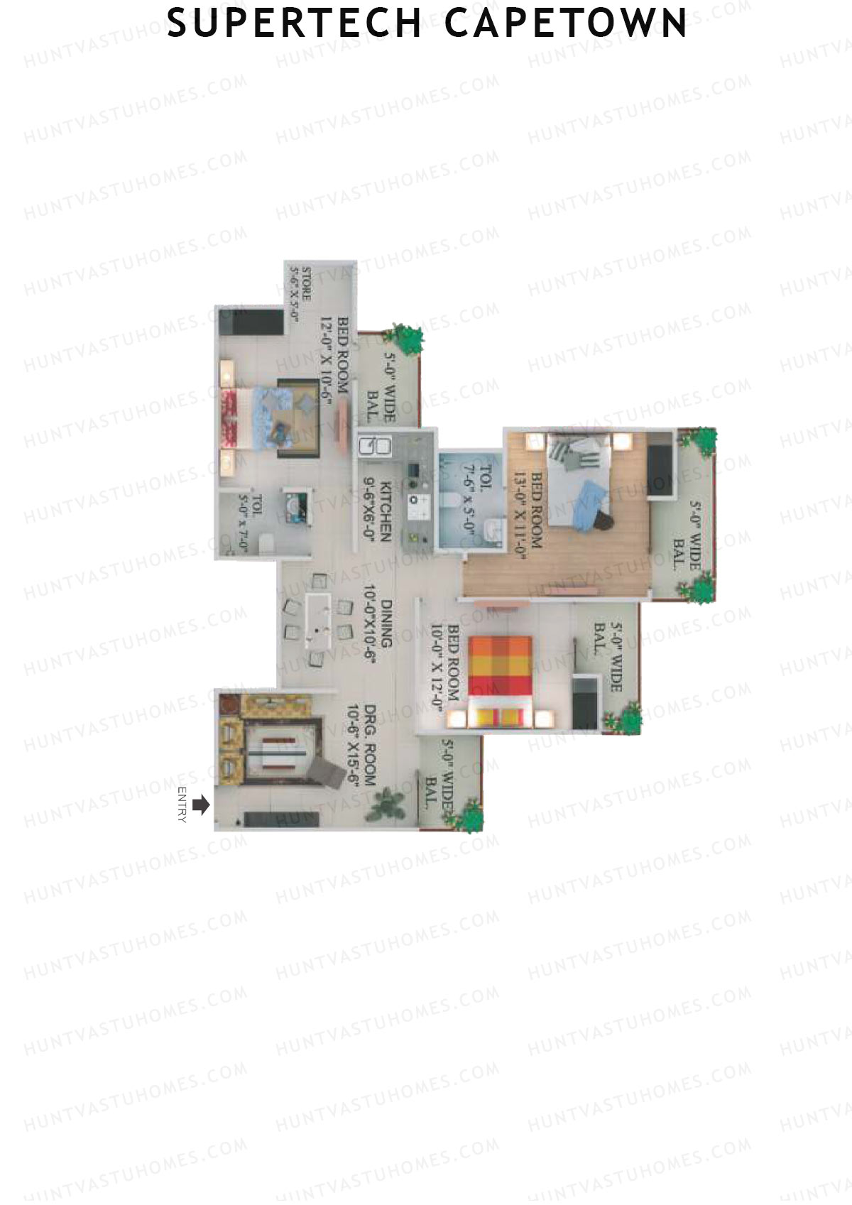 Supertech Capetown Tower CMC 2 Unit 3 (Type B) Floor Plan