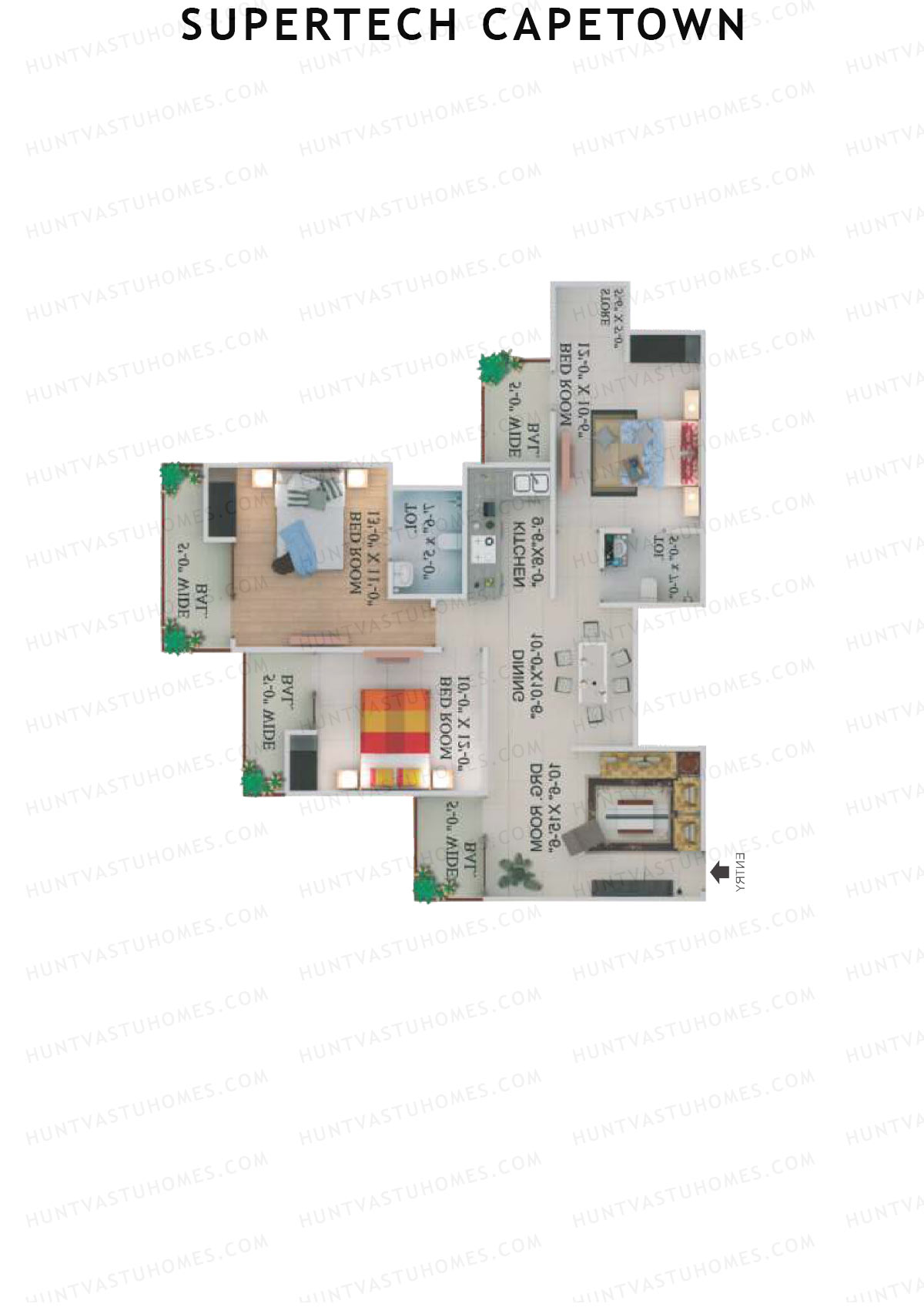 Supertech Capetown Tower CMC 3 Unit 2 (Type B) Floor Plan