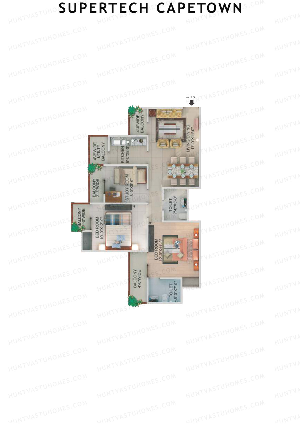 Supertech Capetown Tower CS 06 Unit 3 (Type C) Floor Plan