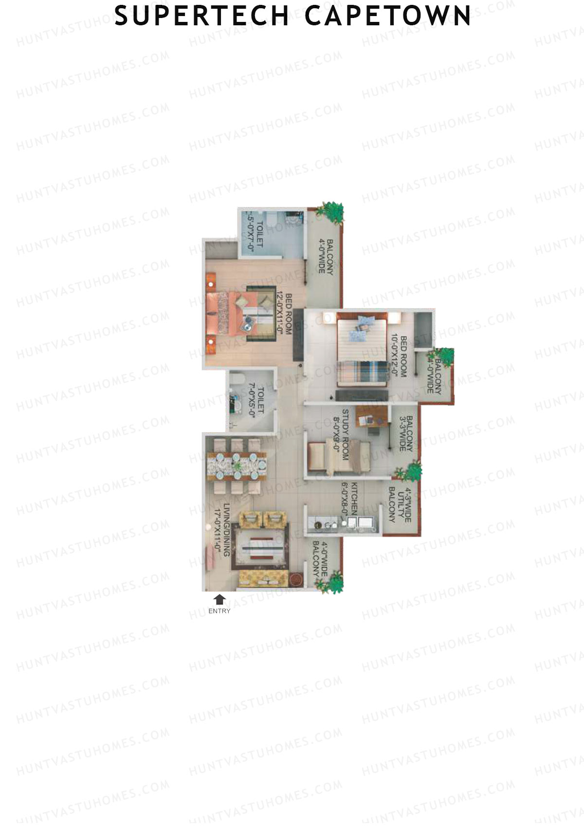 Supertech Capetown Tower CS 3 Unit 2 (Type C) Floor Plan