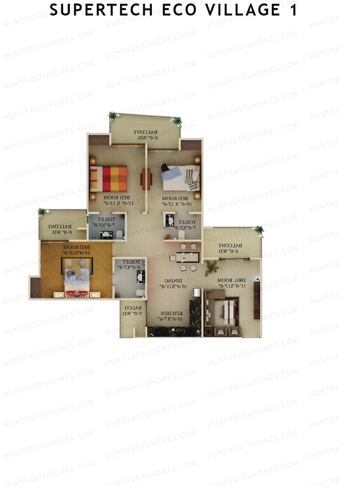 Supertech Eco Village 1 Tower E4 Unit 2 Floor Plan