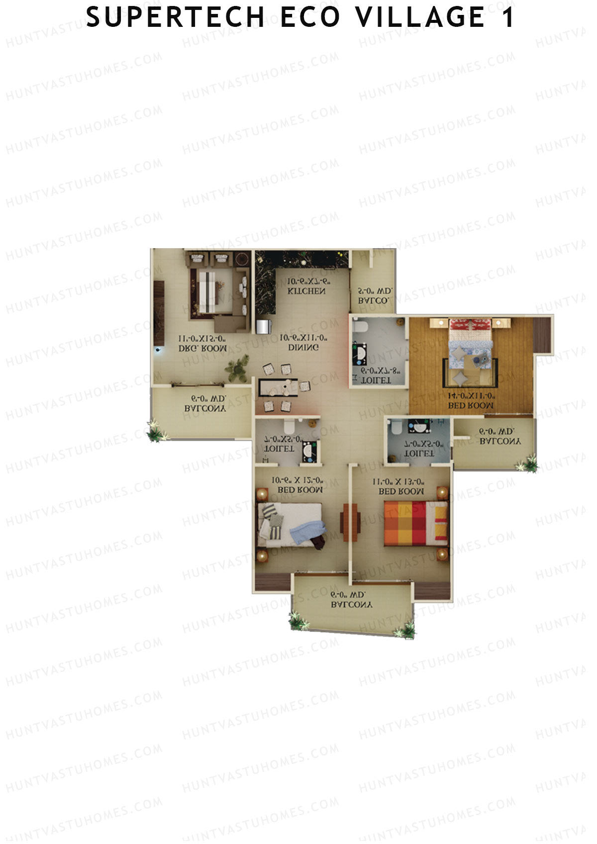 Supertech Eco Village 1 Tower E4 Unit 4 Floor Plan