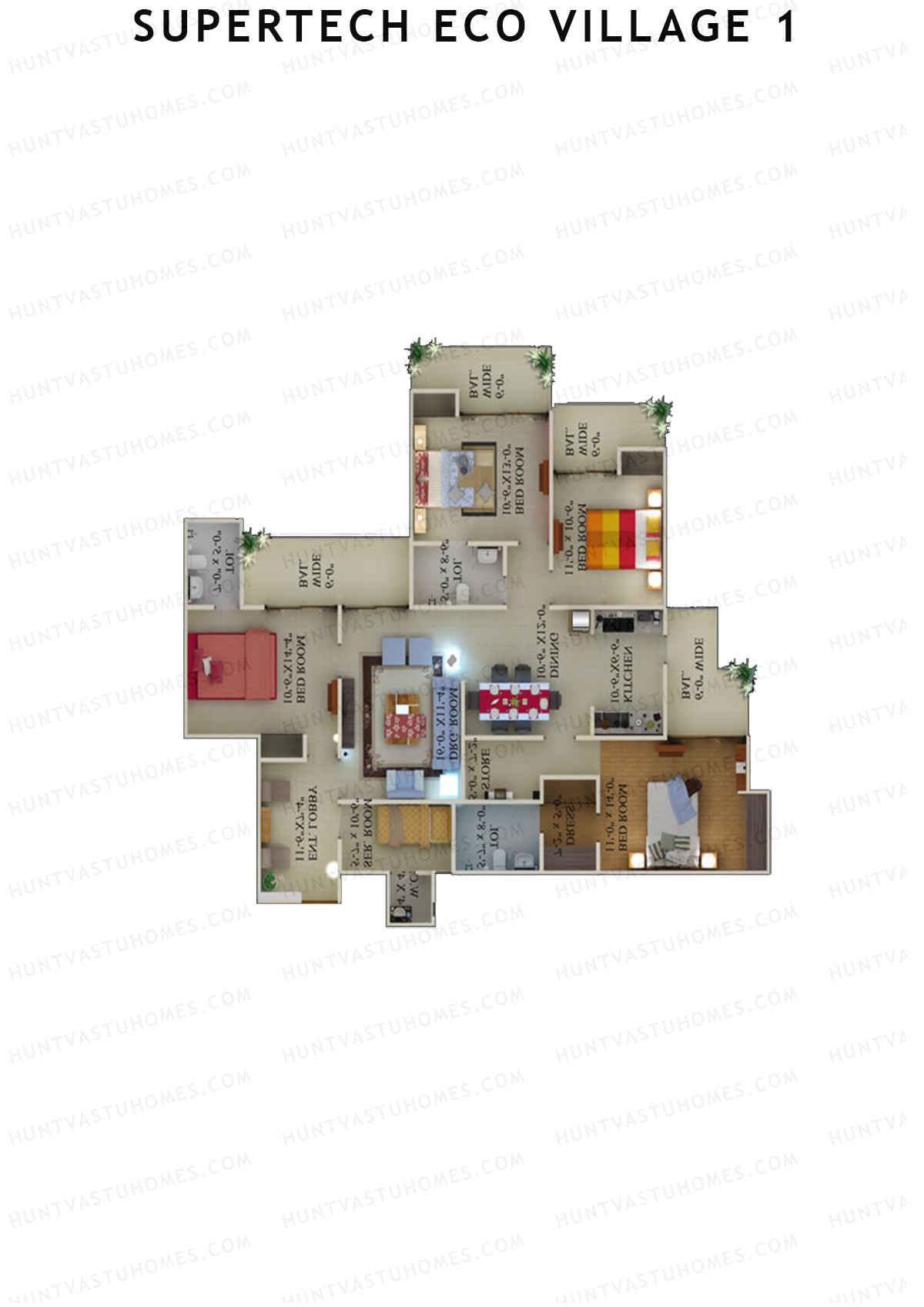 Supertech Eco Village 1 Tower G5 Unit 4 Floor Plan