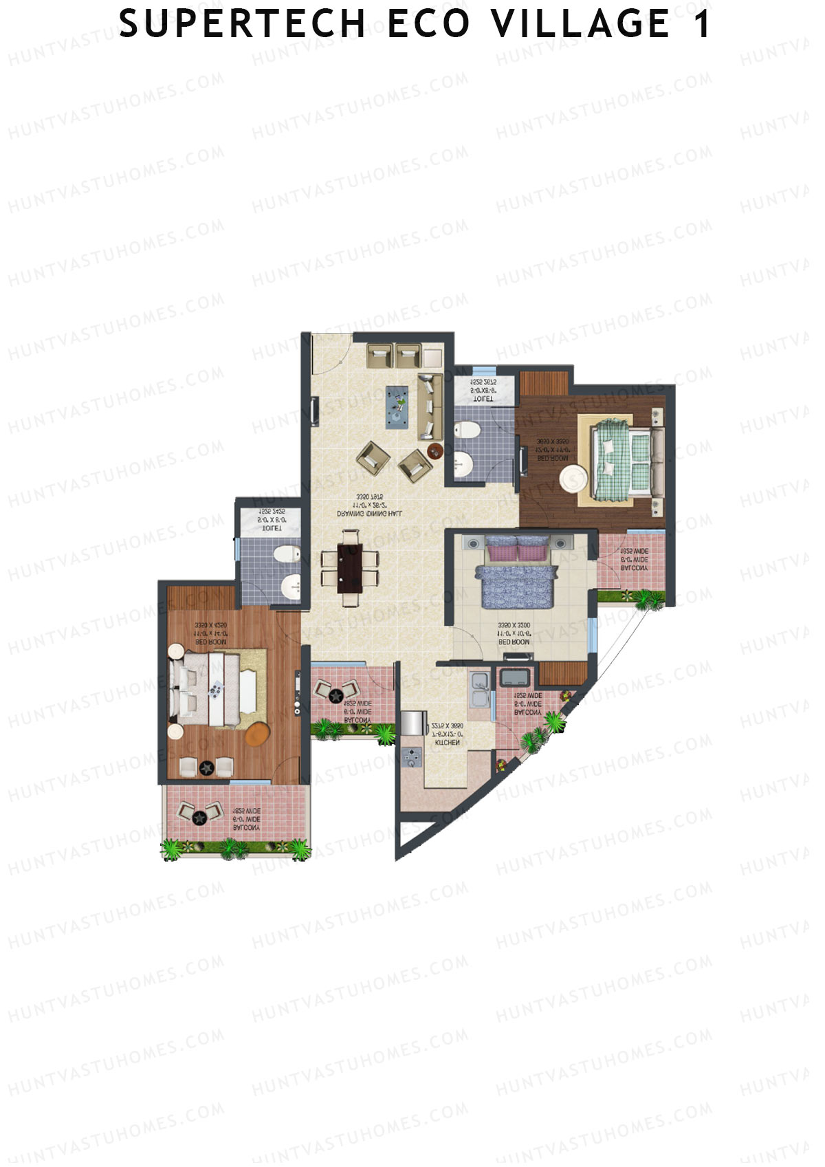 Supertech Eco Village 1 Tower H1 Unit 4 Floor Plan