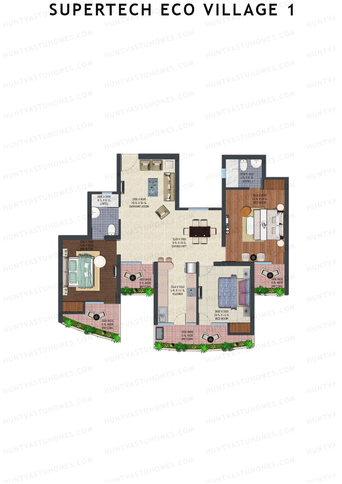 Supertech Eco Village 1 Tower H1 Unit 5 Floor Plan