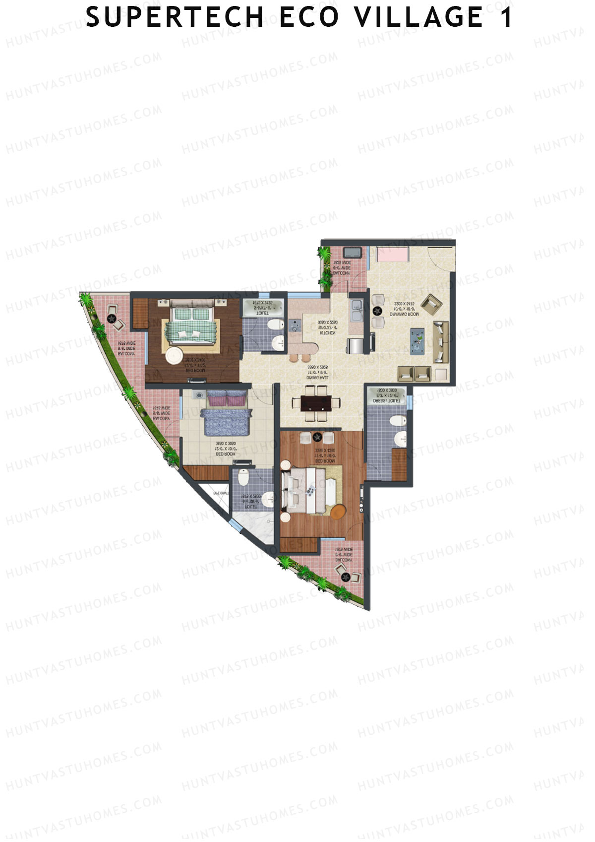 Supertech Eco Village 1 Tower H1 Unit 6 Floor Plan