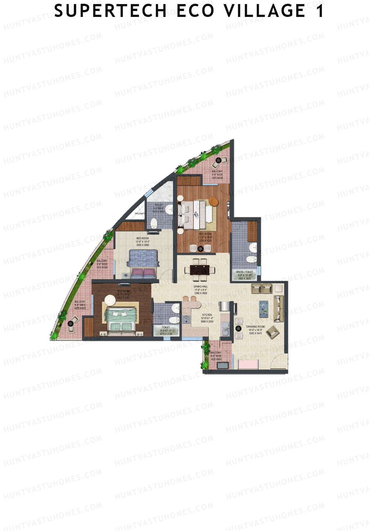 Supertech Eco Village 1 Tower H1 Unit 7 Floor Plan