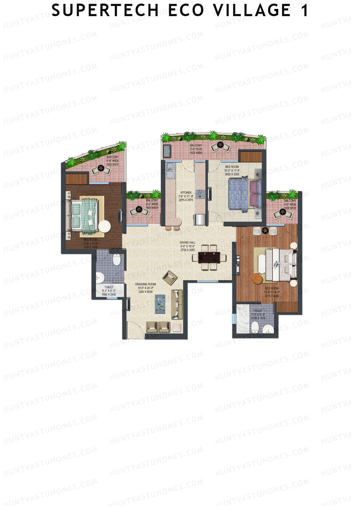 Supertech Eco Village 1 Tower H1 Unit 8 Floor Plan