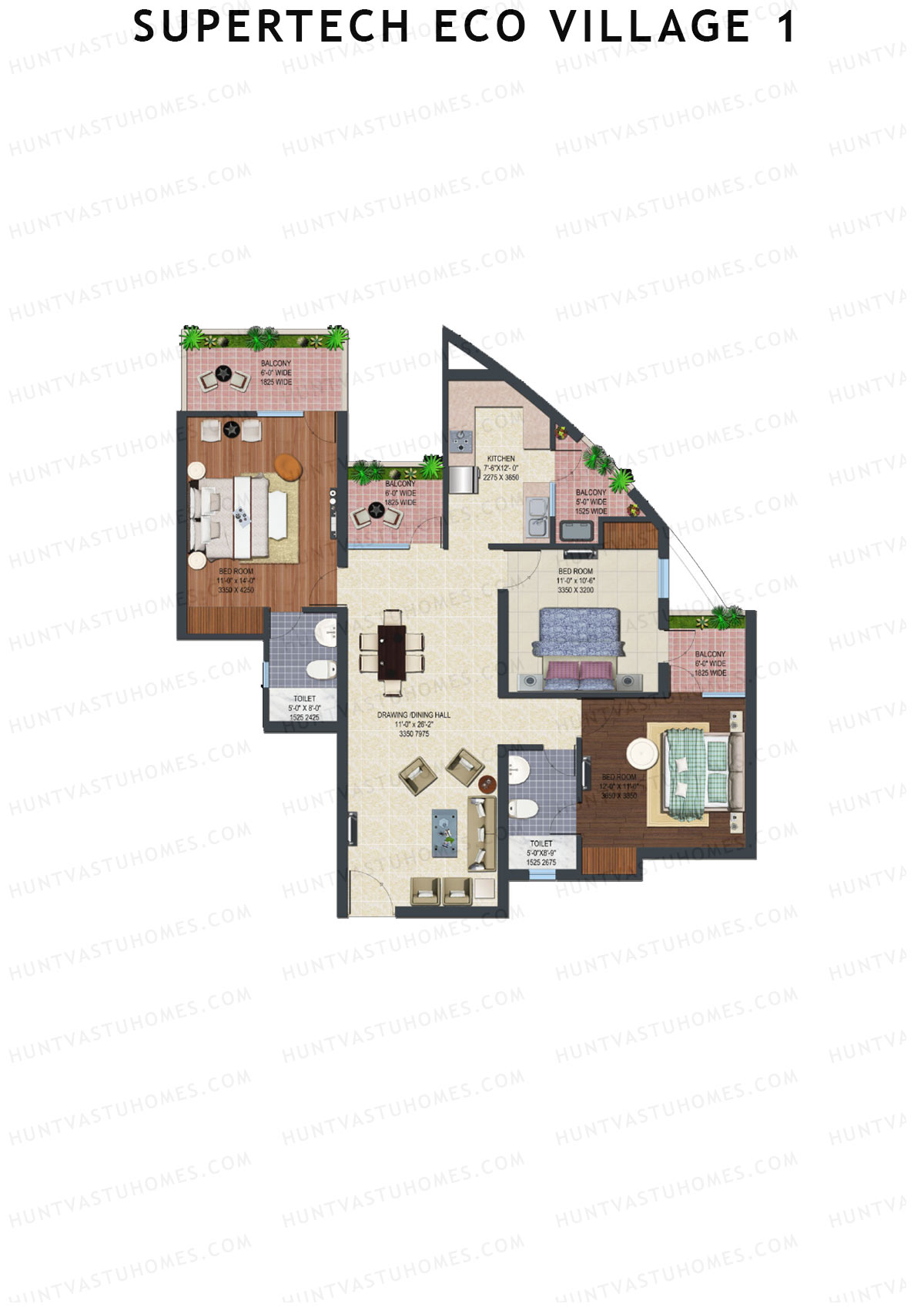 Supertech Eco Village 1 Tower H1 Unit 9 Floor Plan