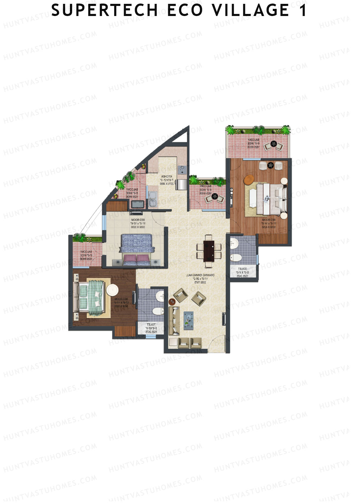 Supertech Eco Village 1 Tower H2 Unit 10 Floor Plan