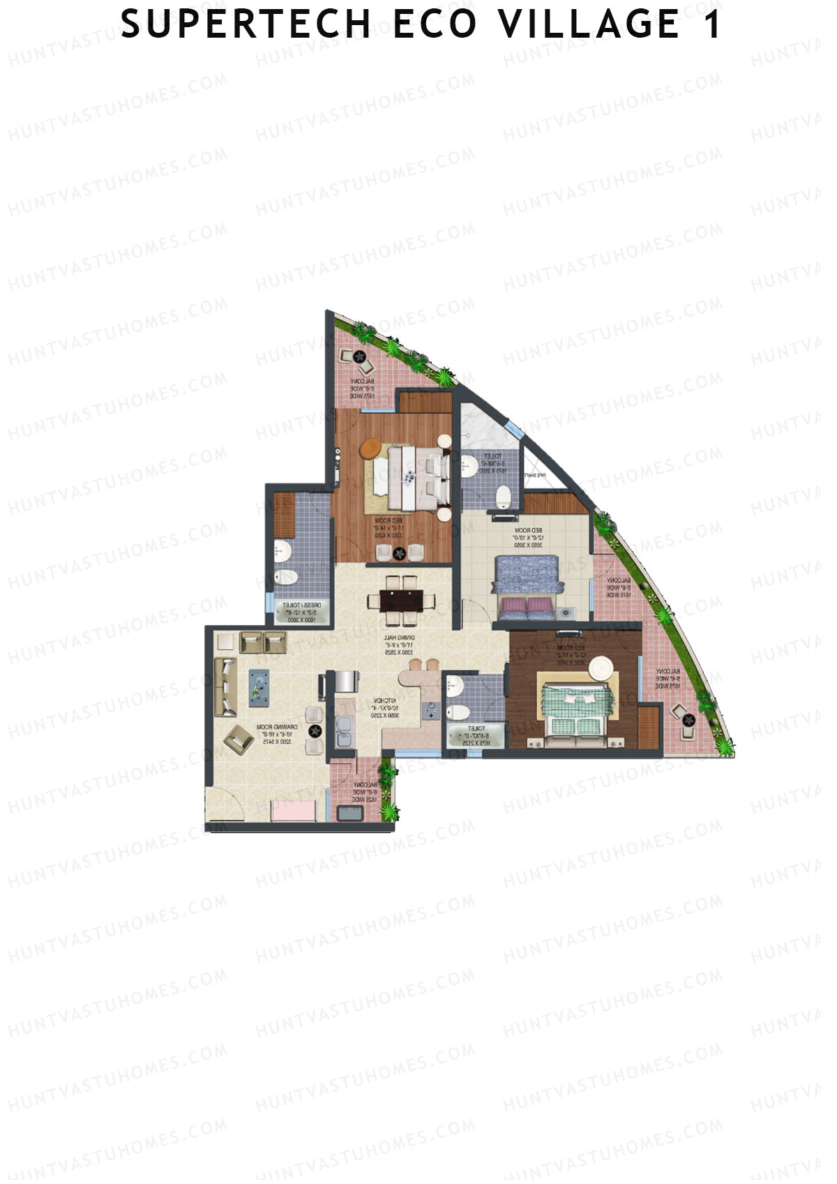 Supertech Eco Village 1 Tower H2 Unit 12 Floor Plan