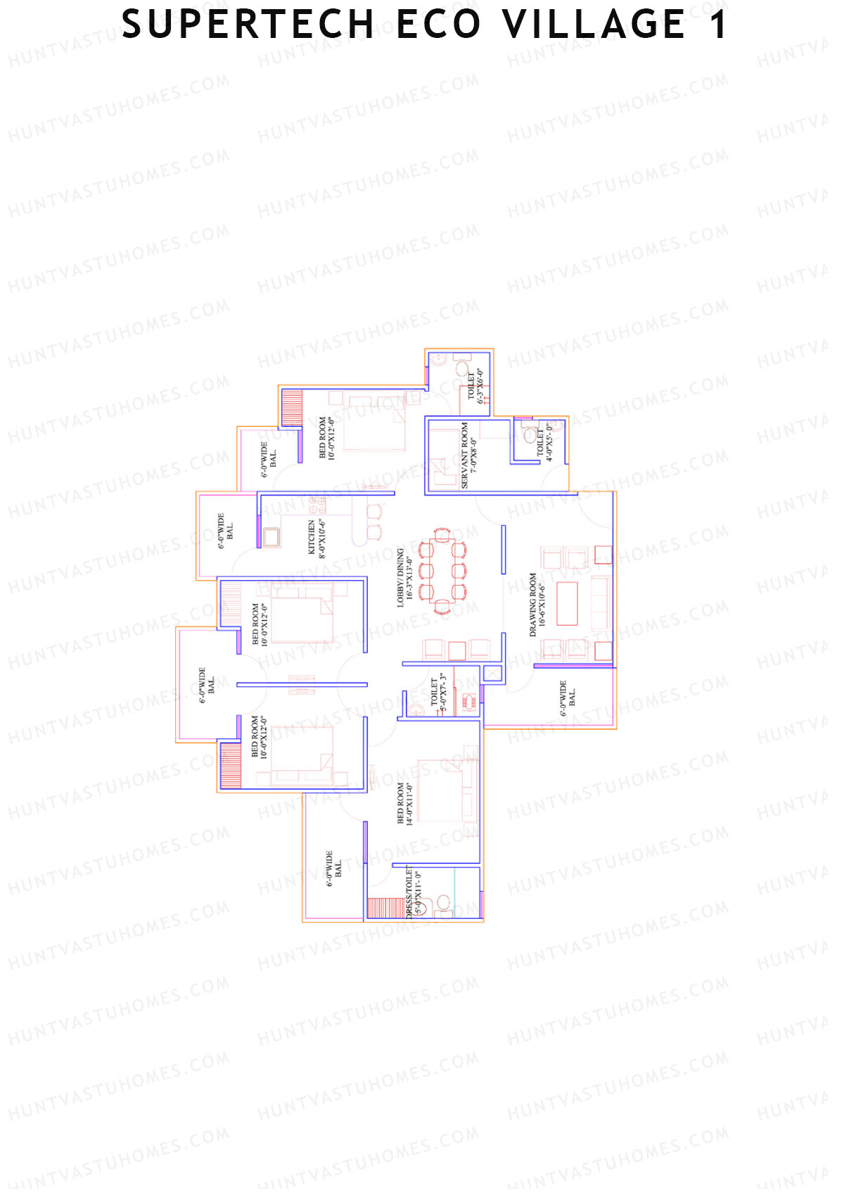 Supertech Eco Village 1 Tower N1 Unit 1 Floor Plan