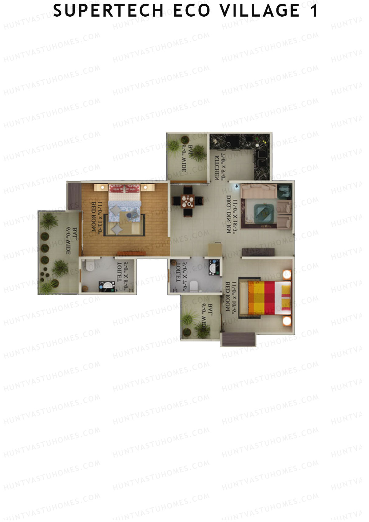 Supertech Eco Village 1 Tower S3 Unit 10 Floor Plan