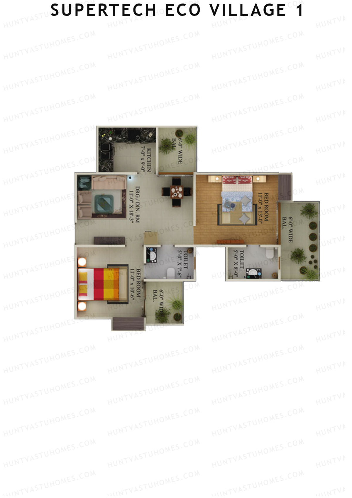 Supertech Eco Village 1 Tower S3 Unit 3 Floor Plan