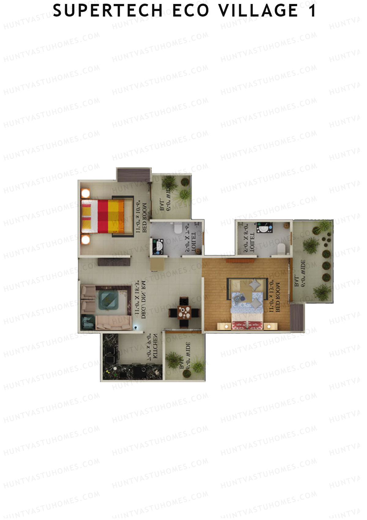 Supertech Eco Village 1 Tower S3 Unit 4 Floor Plan