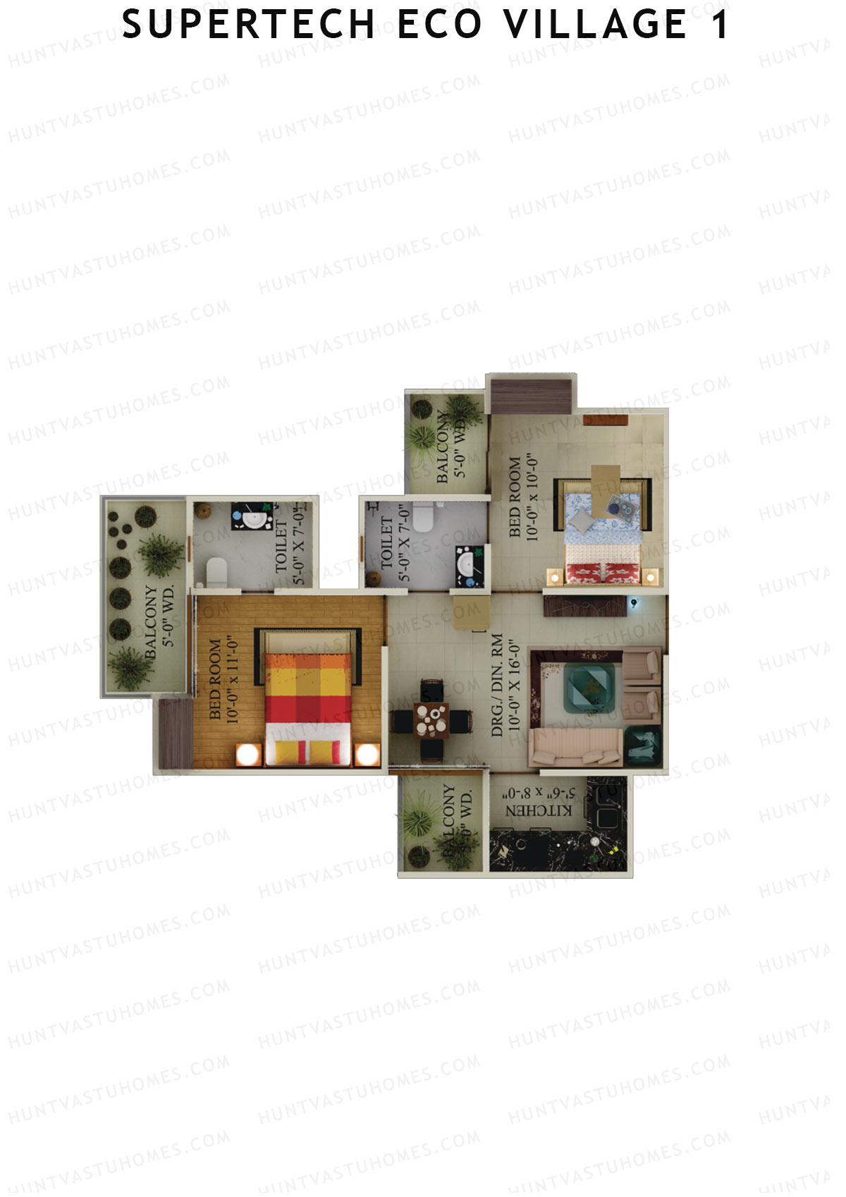Supertech Eco Village 1 Tower S3 Unit 7 Floor Plan