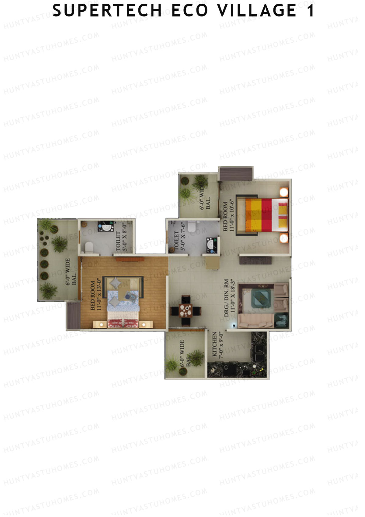 Supertech Eco Village 1 Tower S3 Unit 9 Floor Plan