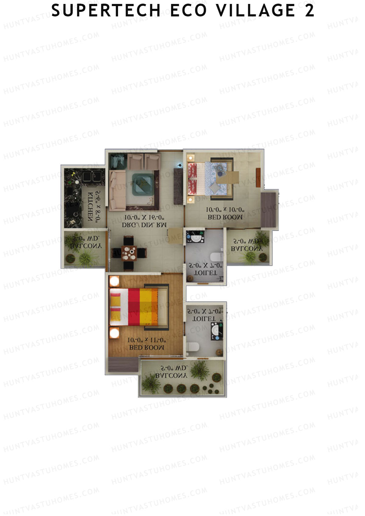 Supertech Eco Village 2 Tower I1 Unit 1 Floor Plan