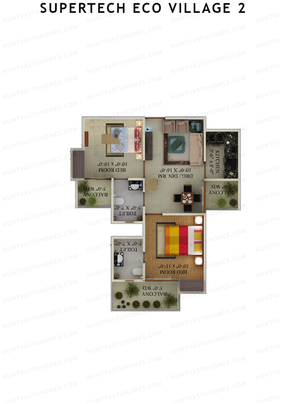 Supertech Eco Village 2 Tower I1 Unit 2 Floor Plan