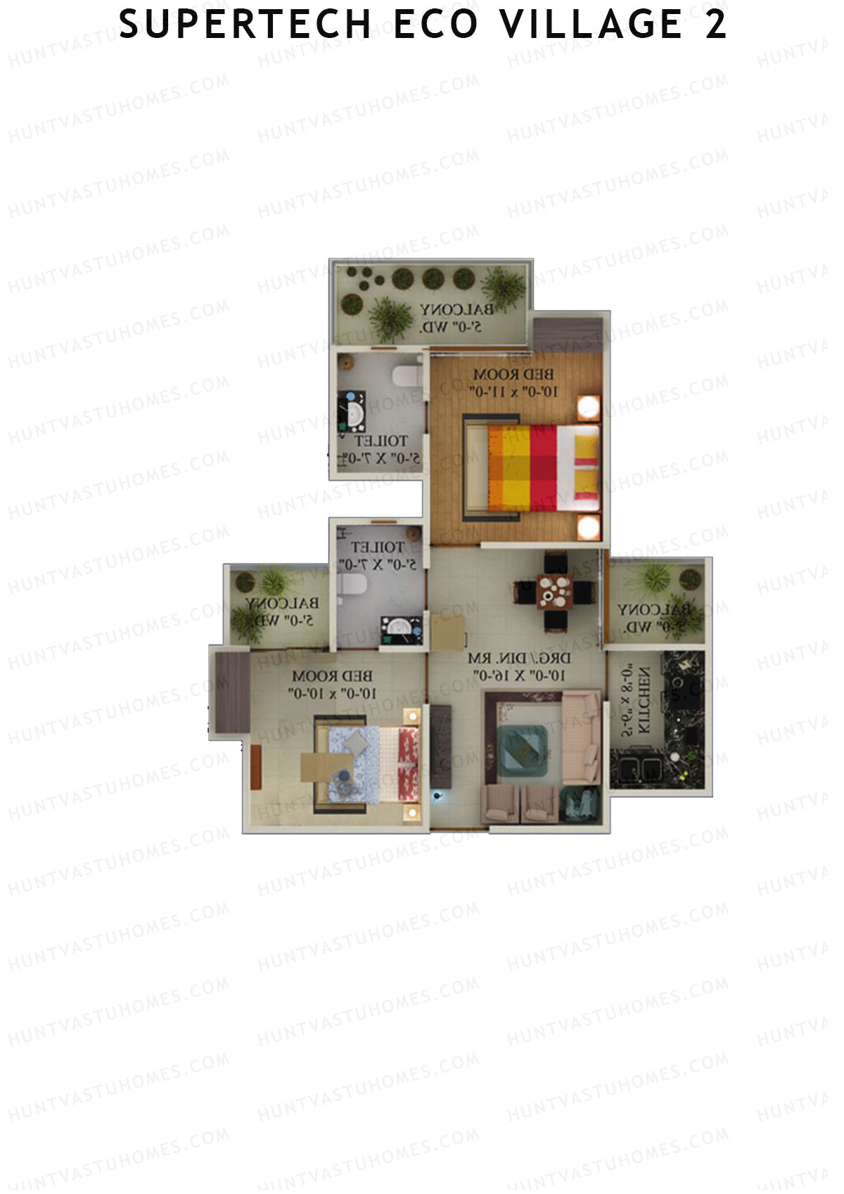 Supertech Eco Village 2 Tower I1 Unit 5 Floor Plan