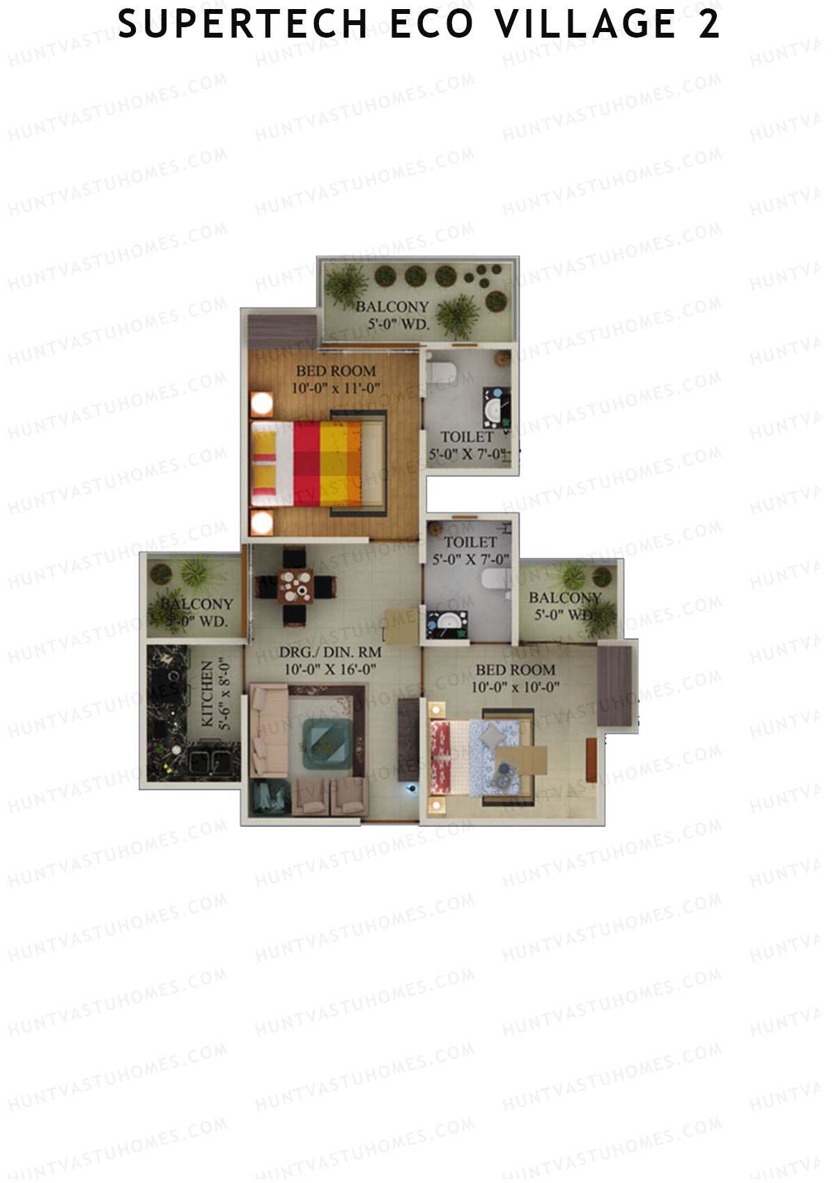 Supertech Eco Village 2 Tower I2 Unit 8 Floor Plan