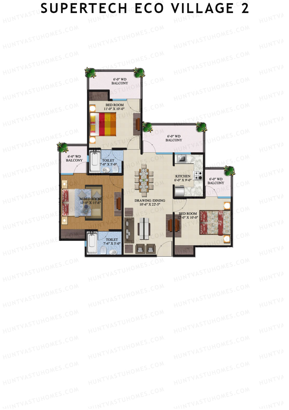 Supertech Eco Village 2 Tower J1 Unit 4 Floor Plan