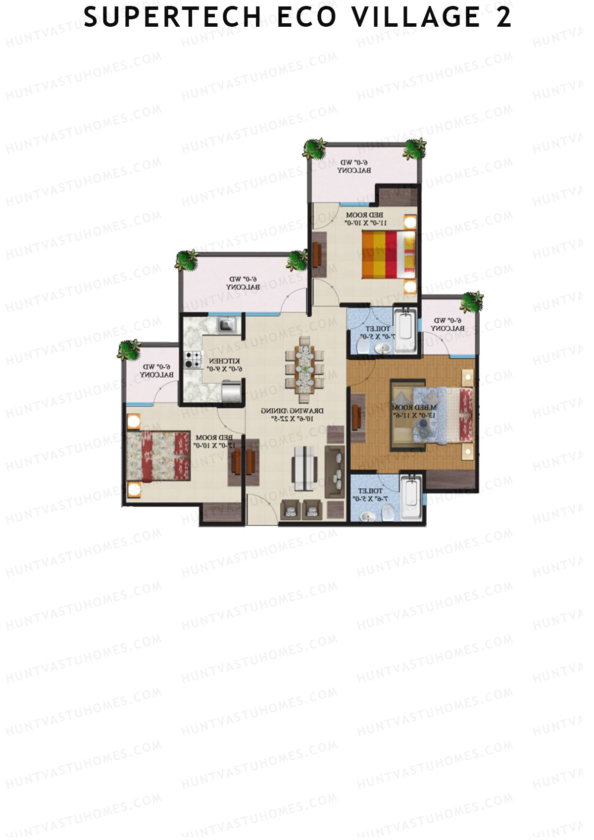 Supertech Eco Village 2 Tower J1 Unit 6 Floor Plan